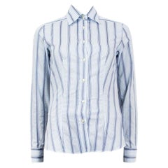 ETRO blue & white cotton  STRIPED Button-Up Shirt 38 XS