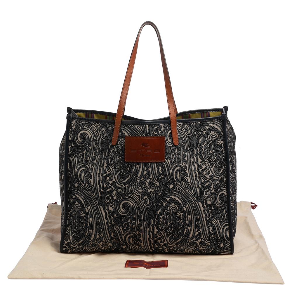 Etro Blue/White Paisley Jacquard Fabric Shopper Tote 7