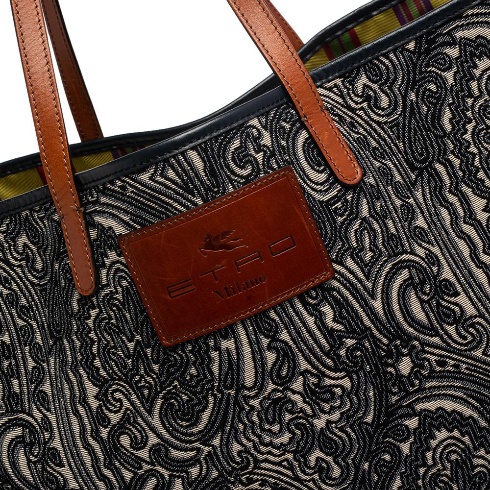 Etro Blue/White Paisley Jacquard Fabric Shopper Tote 3