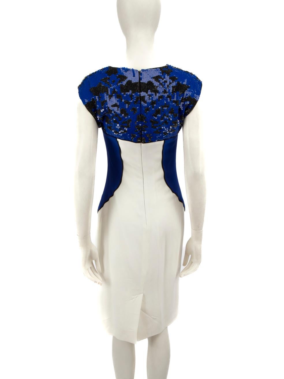 Gray Etro Blue & White Panel Sequinned Midi Dress Size M For Sale