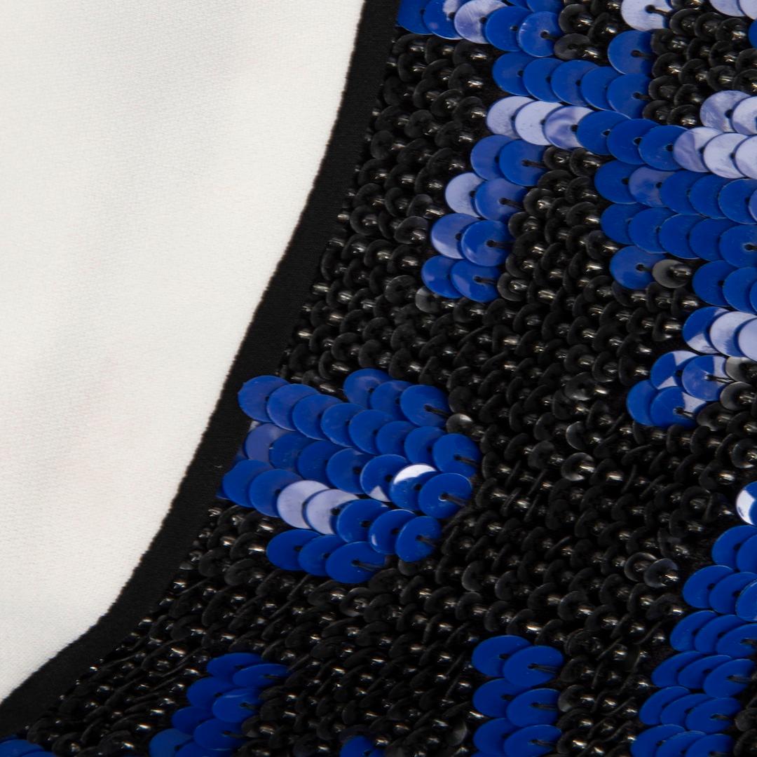 Etro Blue & White Panel Sequinned Midi Dress Size M In Good Condition For Sale In London, GB