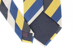 Etro Cravate régimentaire vintage en soie bleu jaune
