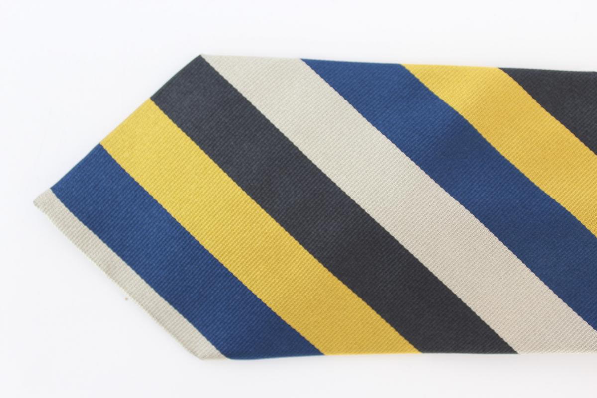 Etro Blau-Gelb Seide Vintage Regimental Krawatte (Schwarz) im Angebot