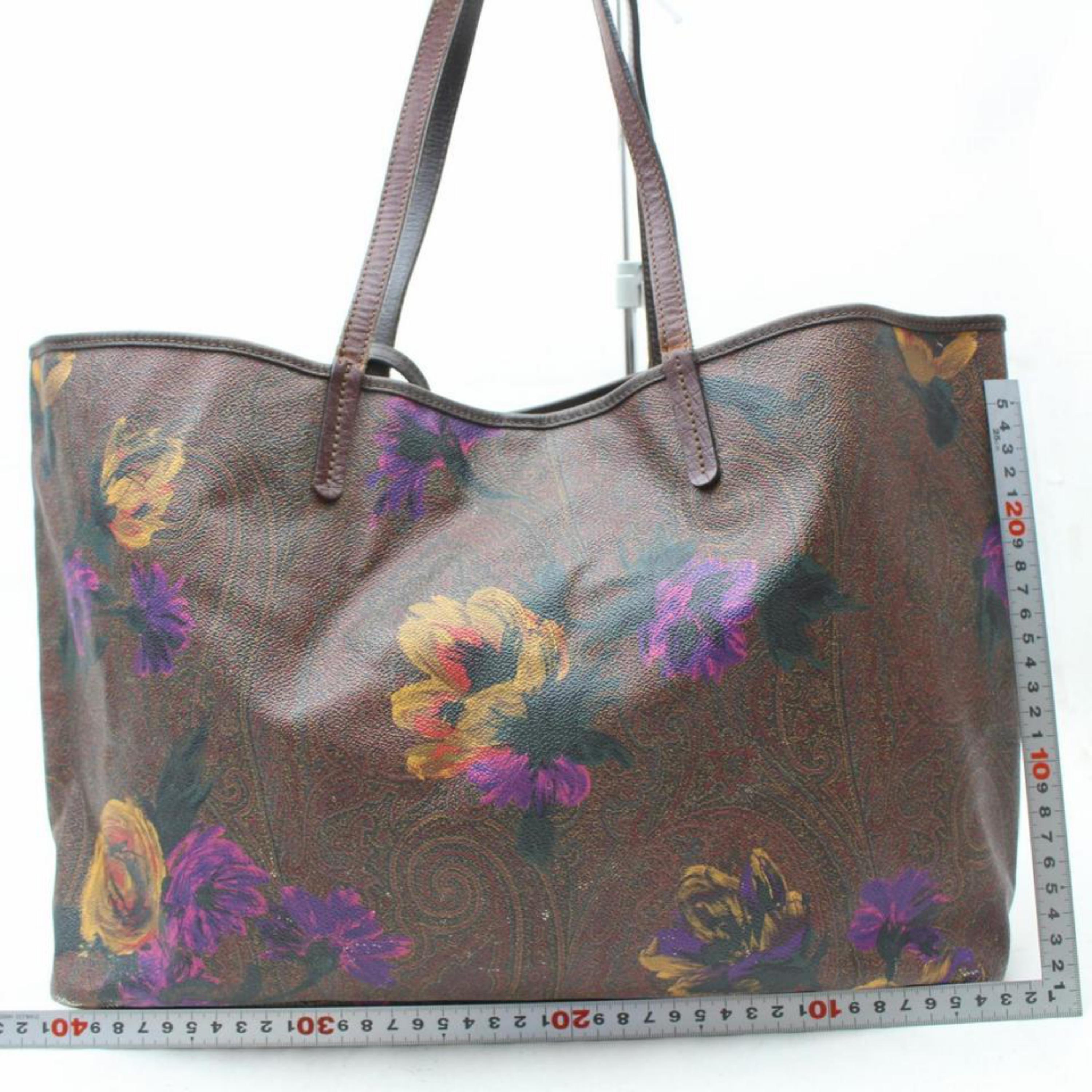 Women's Etro Bordeaux Floral Paisley Tote with Pouch 869601 Burgundy Coated Shoulder Bag For Sale