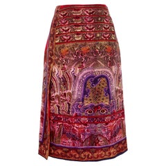 Used Etro Bordeaux Floral Wrap Skirt