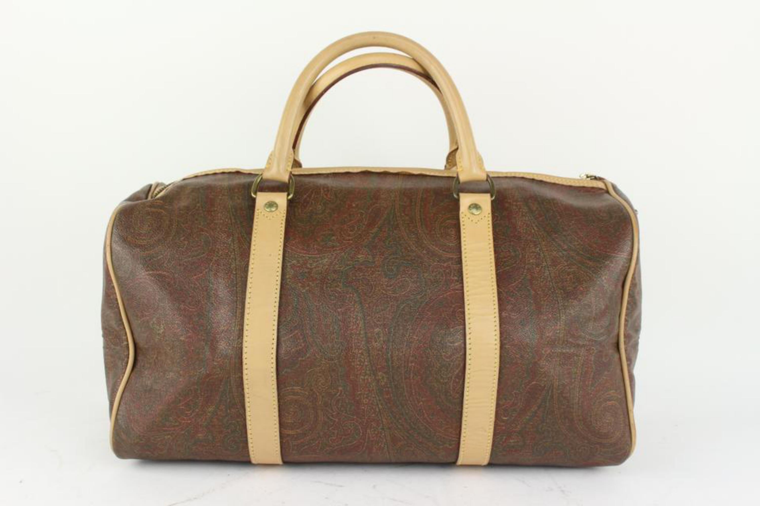 Etro Bordeaux Paisley Boston Duffle Bag 3ET1020 In Fair Condition In Dix hills, NY