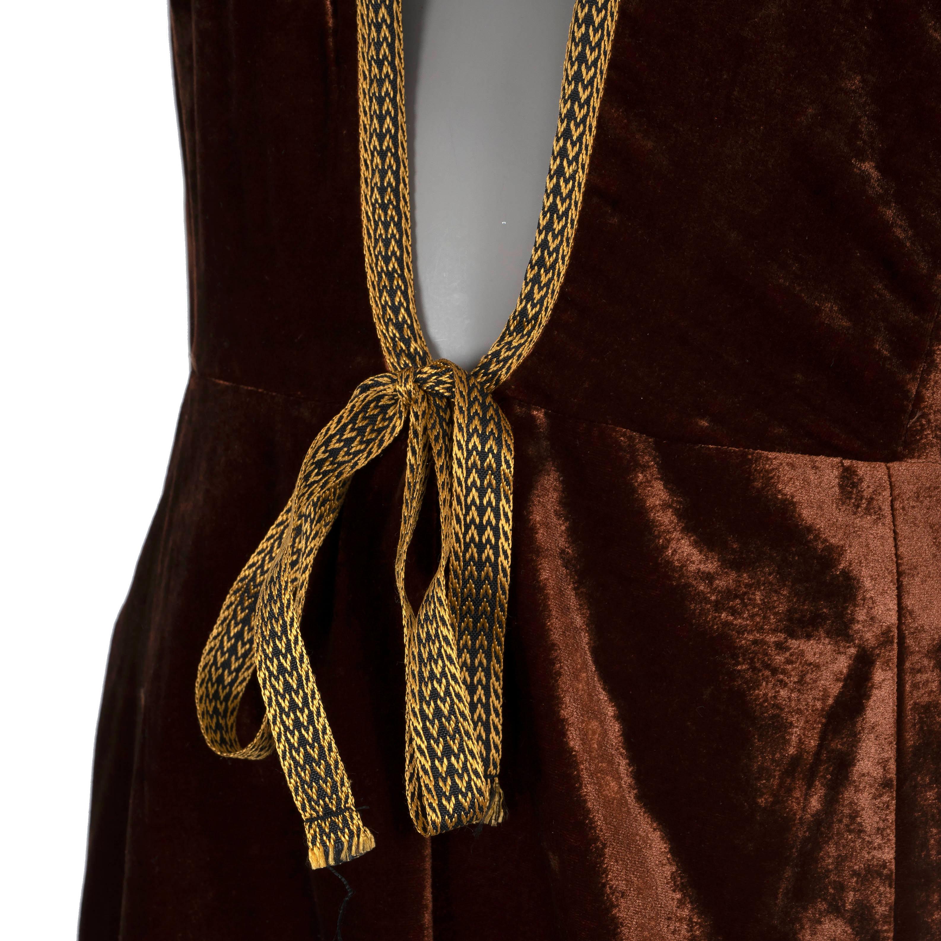 Women's ETRO brown 2019 DERBYSHIRE RIBBON TRIM VELVET Jacket 42 M For Sale