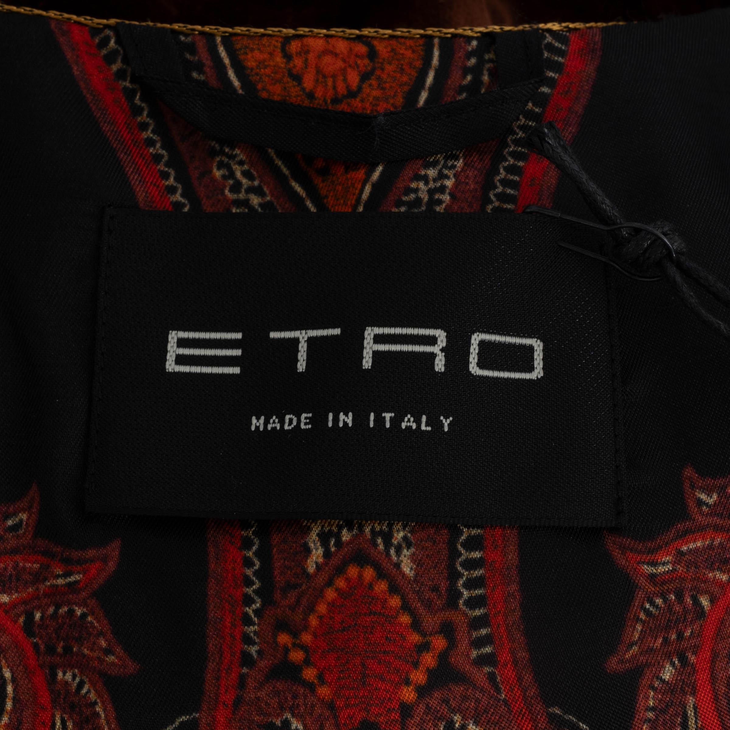 ETRO brown 2019 DERBYSHIRE RIBBON TRIM VELVET Jacket 42 M For Sale 1