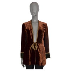 ETRO brown 2019 DERBYSHIRE RIBBON TRIM VELVET Jacket 42 M