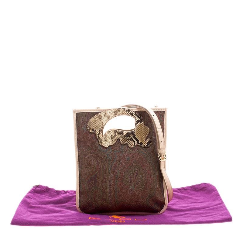 Etro Brown/Beige Paisley Coated Canvas Crossbody Bag 5