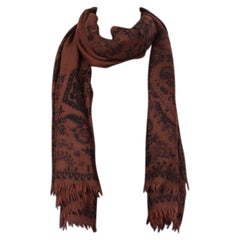 ETRO brown & black PAISLEY cashmere Oblong Scarf Shawl