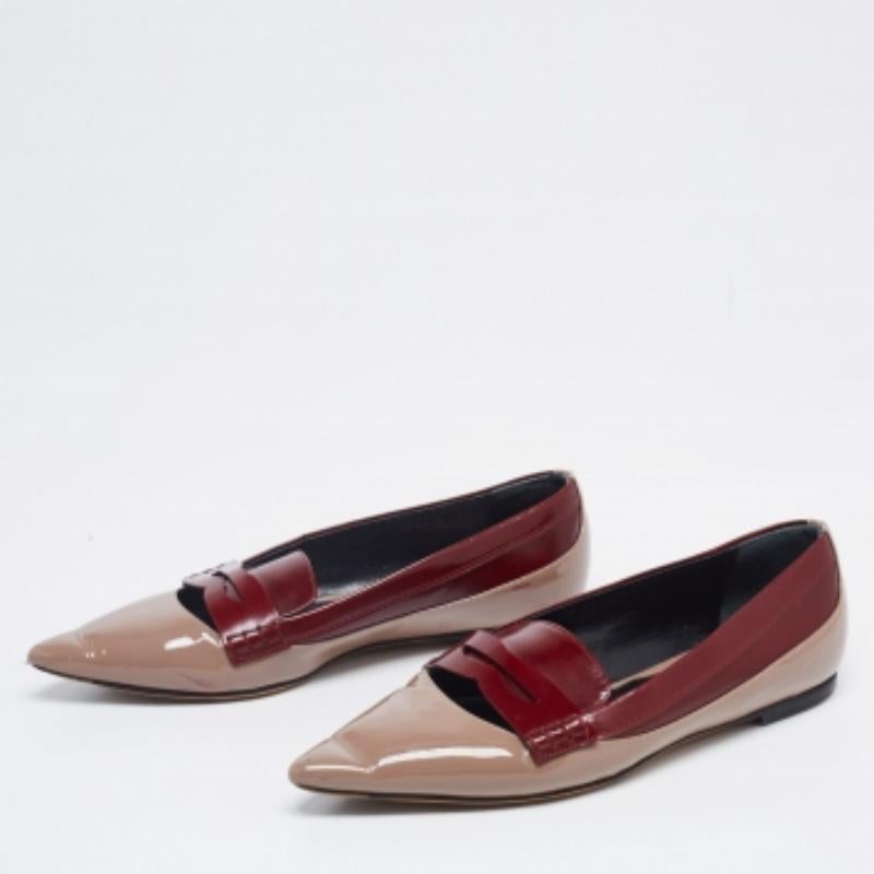 Etro Brown/Burgundy Patent  und Leder  Slip On  Loafers Größe 37 im Zustand „Relativ gut“ im Angebot in Dubai, Al Qouz 2