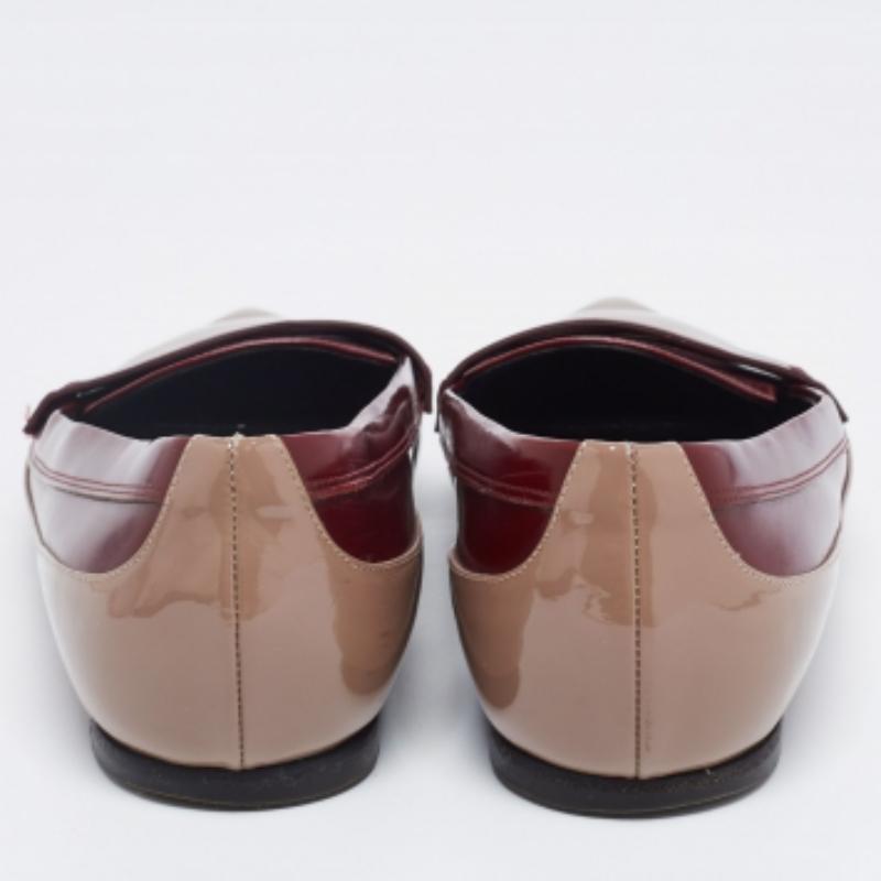 Etro Brown/Burgundy Patent  und Leder  Slip On  Loafers Größe 37 im Angebot 3