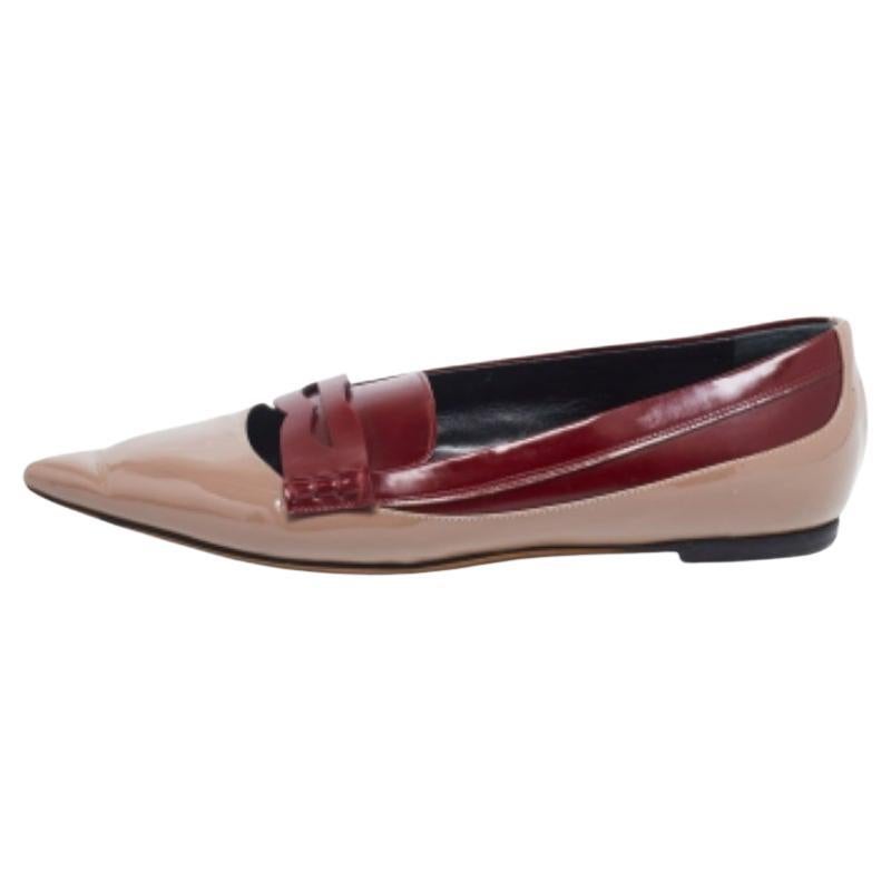 Etro Brown/Burgundy Patent  und Leder  Slip On  Loafers Größe 37 im Angebot