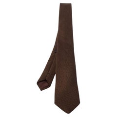 Etro Brown Cotton Silk Narrow Tie