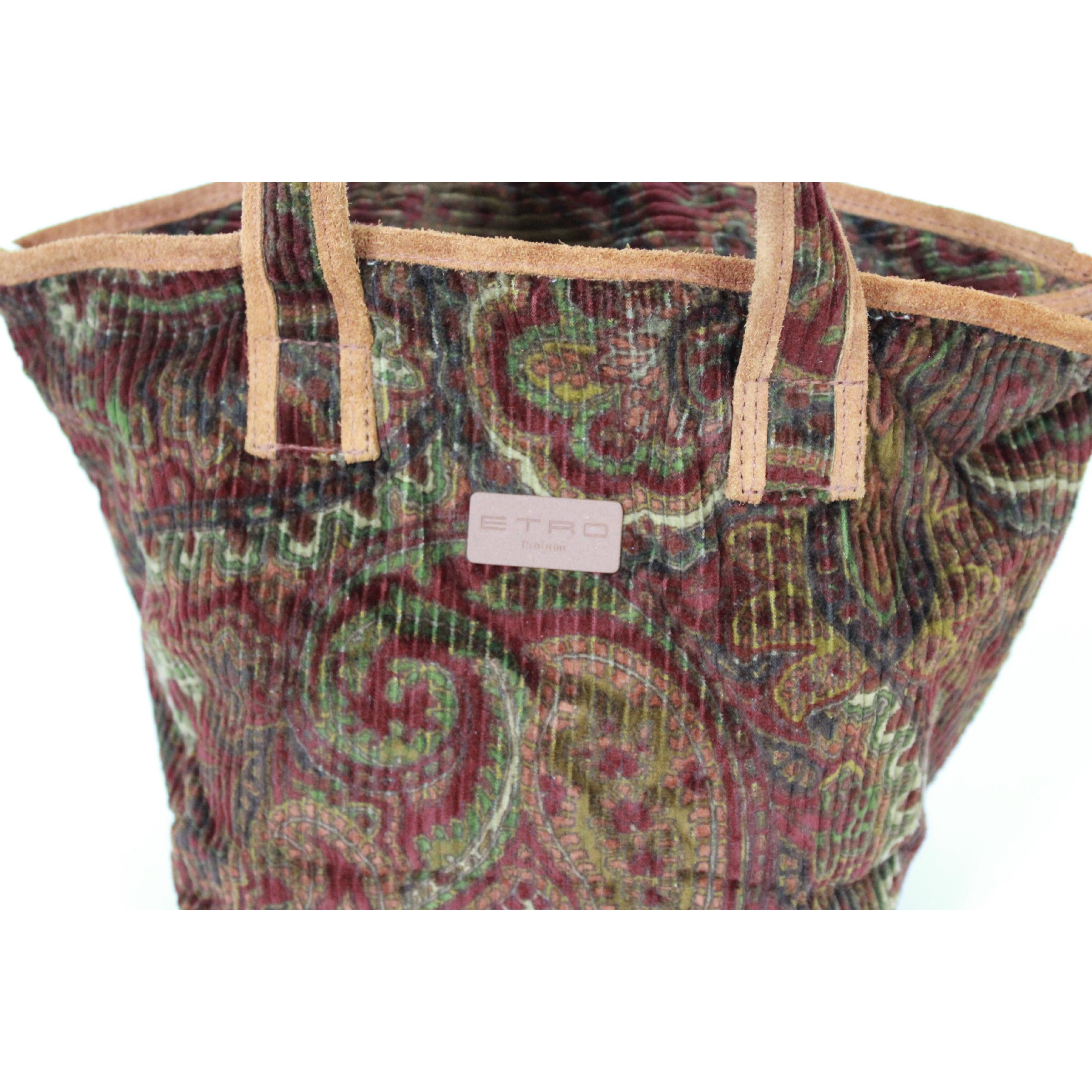 Marrone Borsa Etro in velluto di cotone marrone con motivo Paisley
