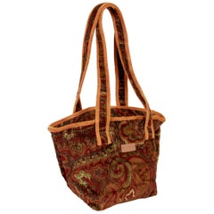 Etro Brown Cotton Velvet Paisley Handbag
