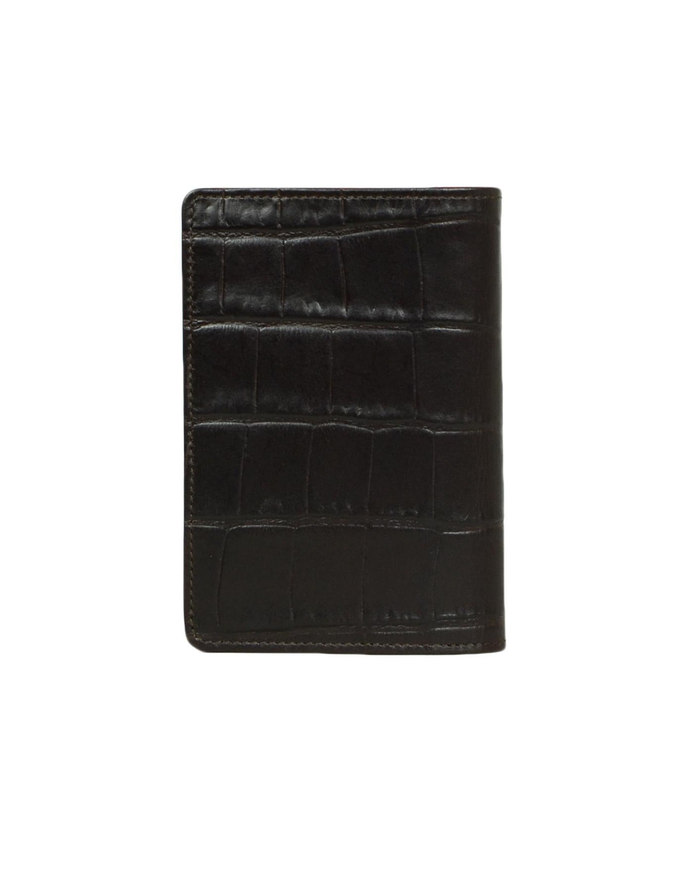 Etro Brown Embossed Crocodile Leather Passport Holder Wallet at 1stDibs