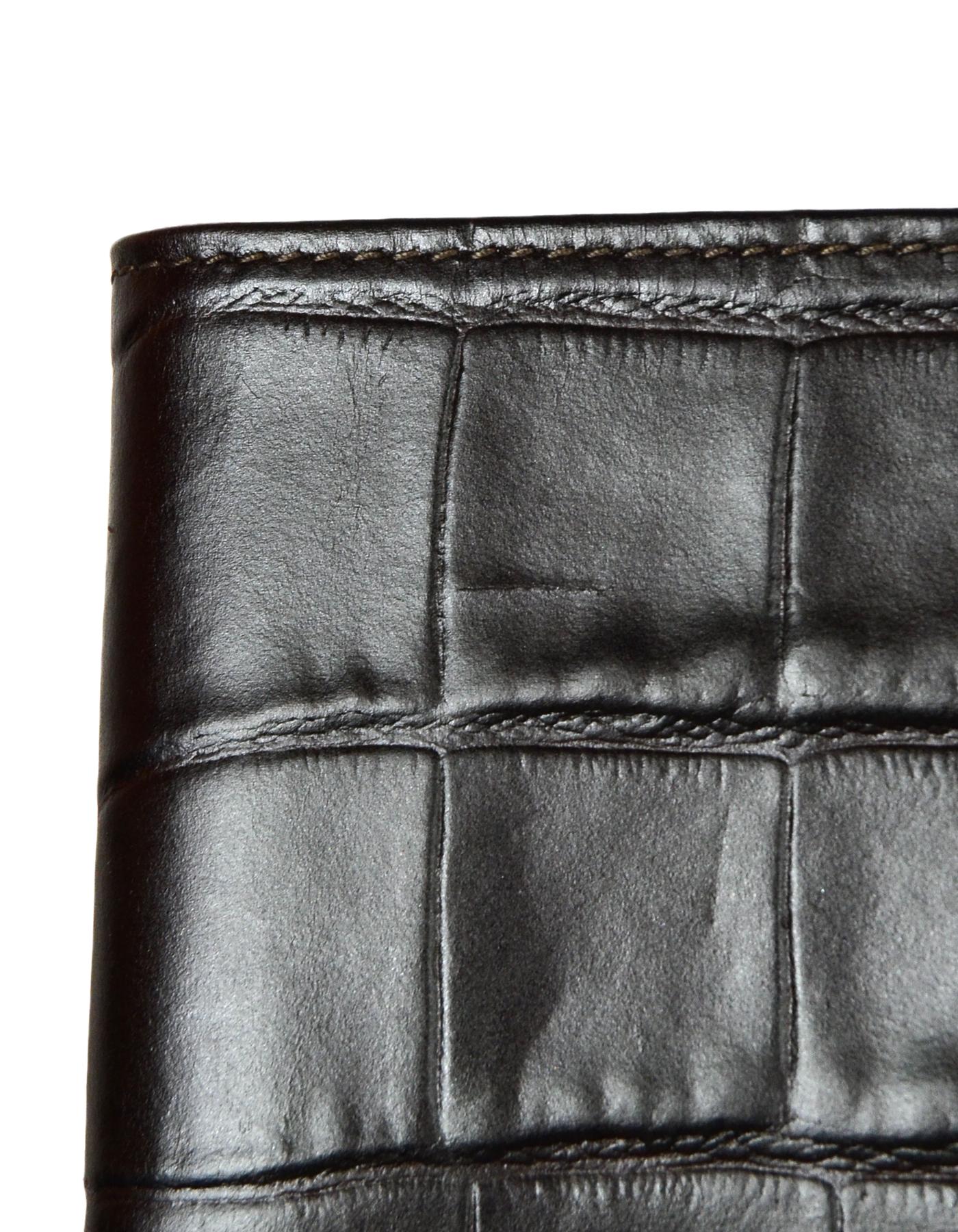 Etro Brown Embossed Crocodile Leather Passport Holder Wallet at 1stDibs