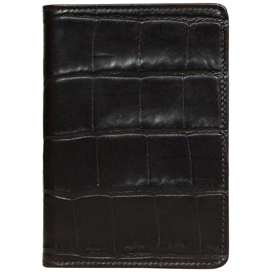 Etro Brown Embossed Crocodile Leather Passport Holder Wallet at 1stDibs