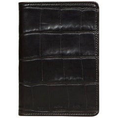 Etro Brown Embossed Crocodile Leather Passport Holder Wallet