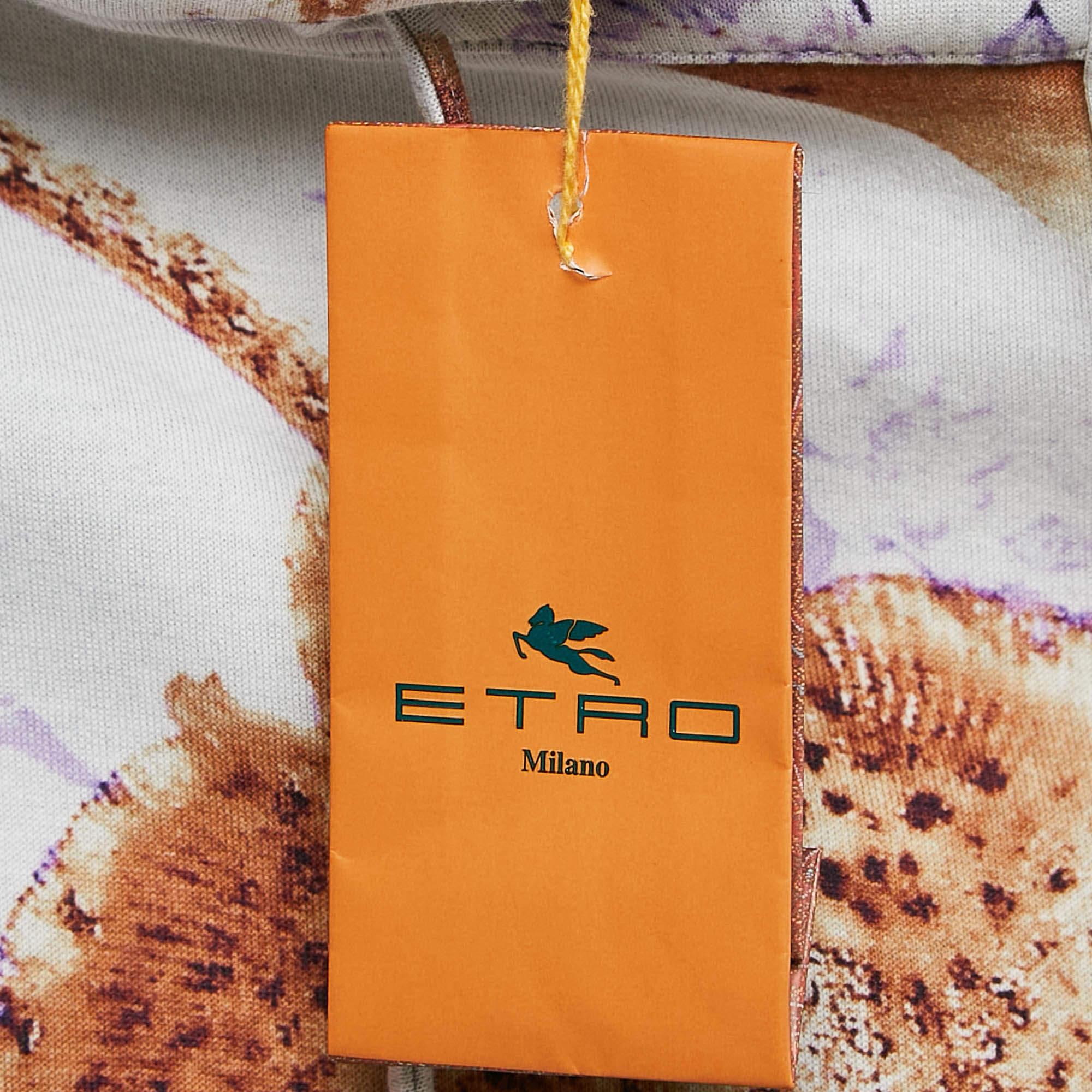 Men's Etro Brown Fish Print Cotton Knit Joggers L
