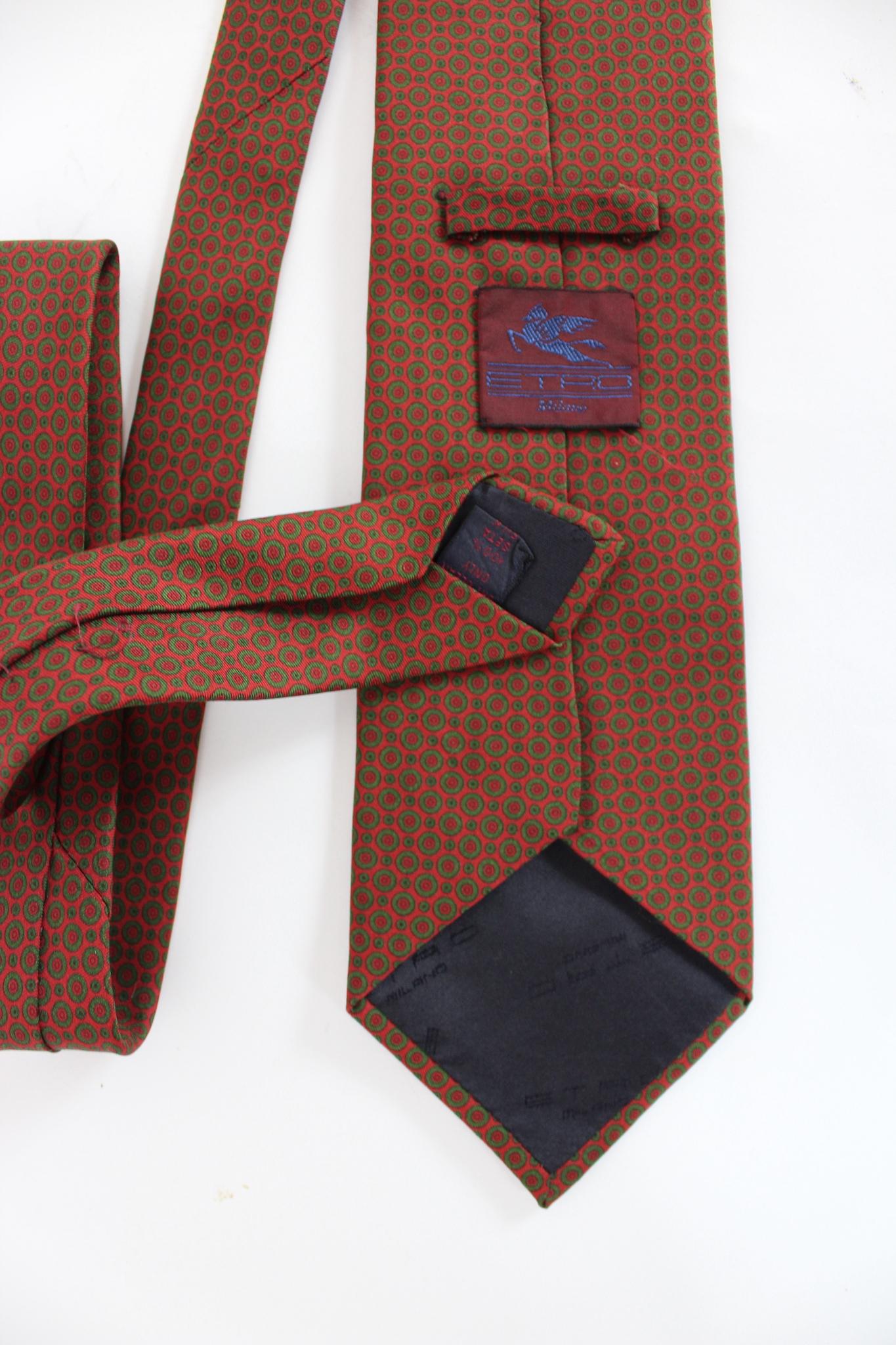 Etro - Cravate à pois vintage en soie marron et verte Excellent état - En vente à Brindisi, Bt