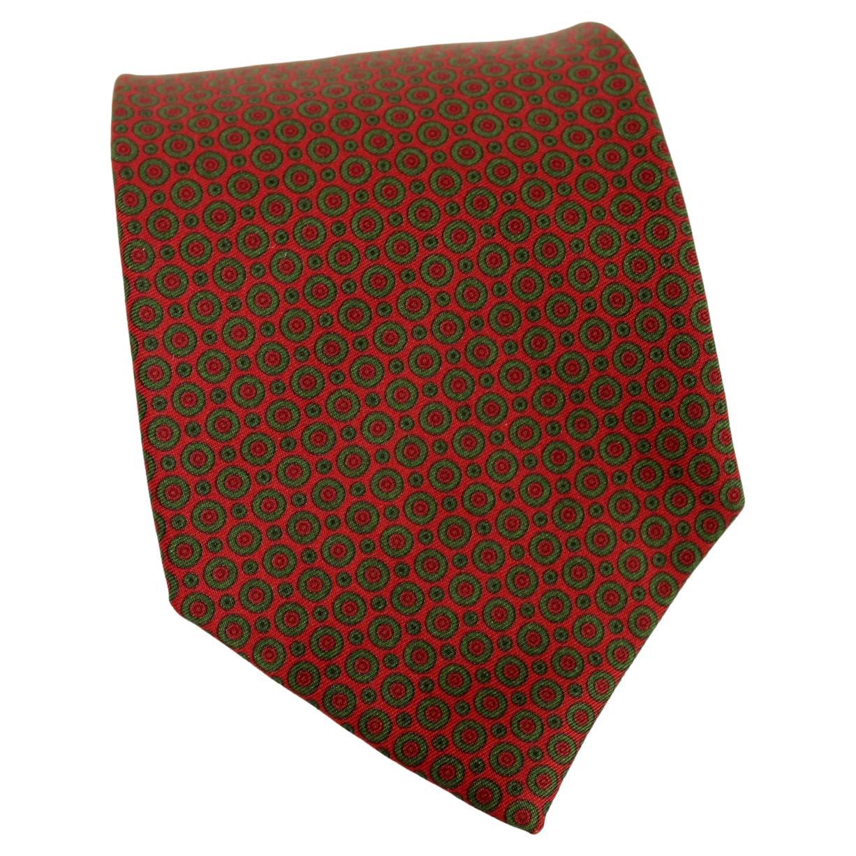 Etro Braun Grün Seide Vintage gepunktete Krawatte im Angebot