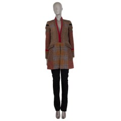 ETRO brown grey wool PATCHWORK TWEED Coat Jacket 40 S