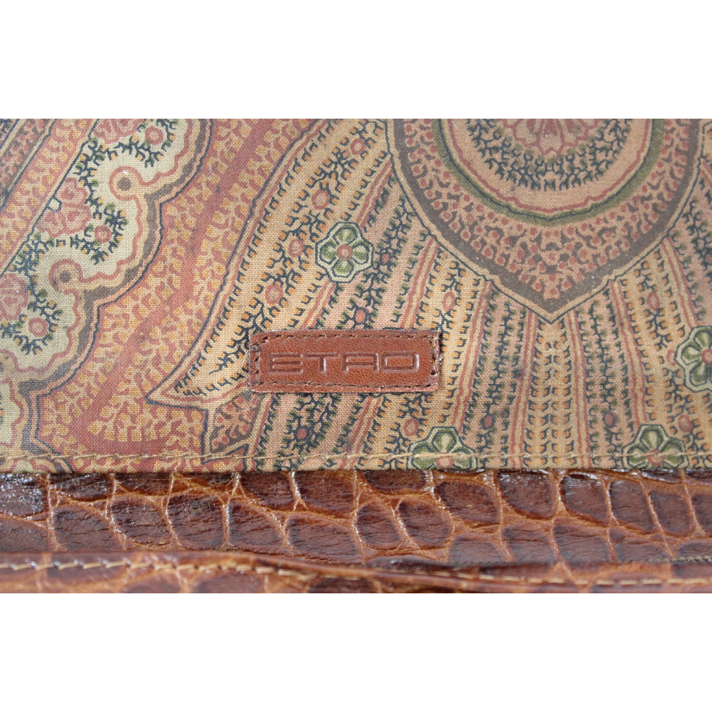 Etro Brown Leather Crocodile Print Wallet 1