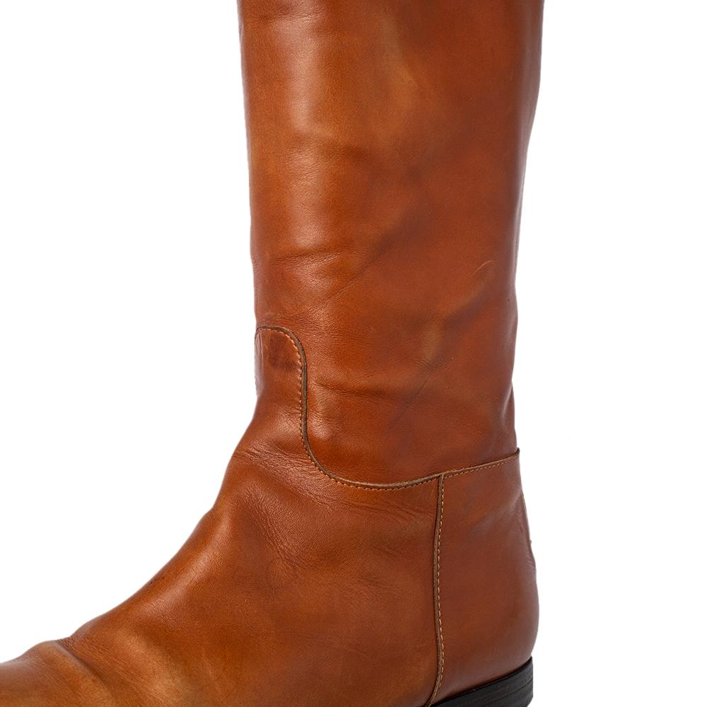 Etro Brown Leather Midcalf Boots Size 38 3