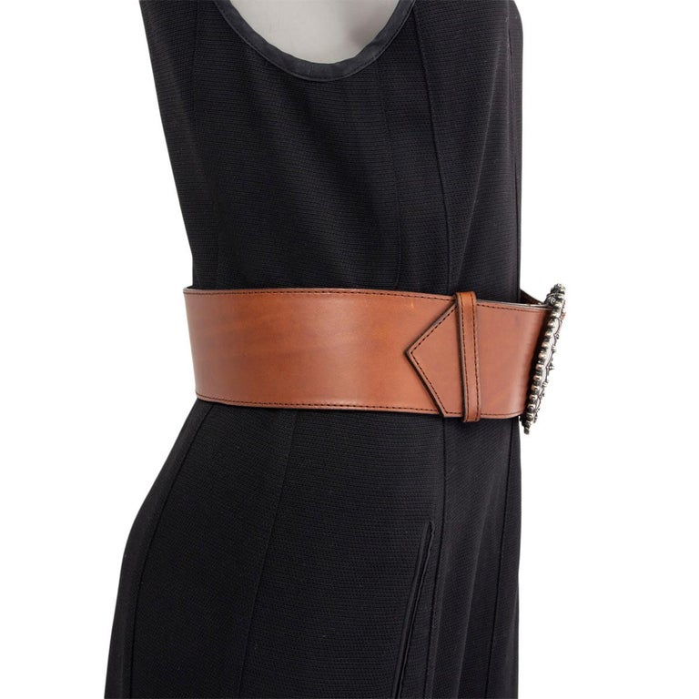 ETRO brown leather WIDE WESTERN Waist Belt 80 For Sale at 1stDibs | brown  wide waist belt, wide western belt