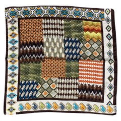 ETRO Brown Multi-Color Mixed Patterns Pocket Square (carré de poche à motifs mélangés)