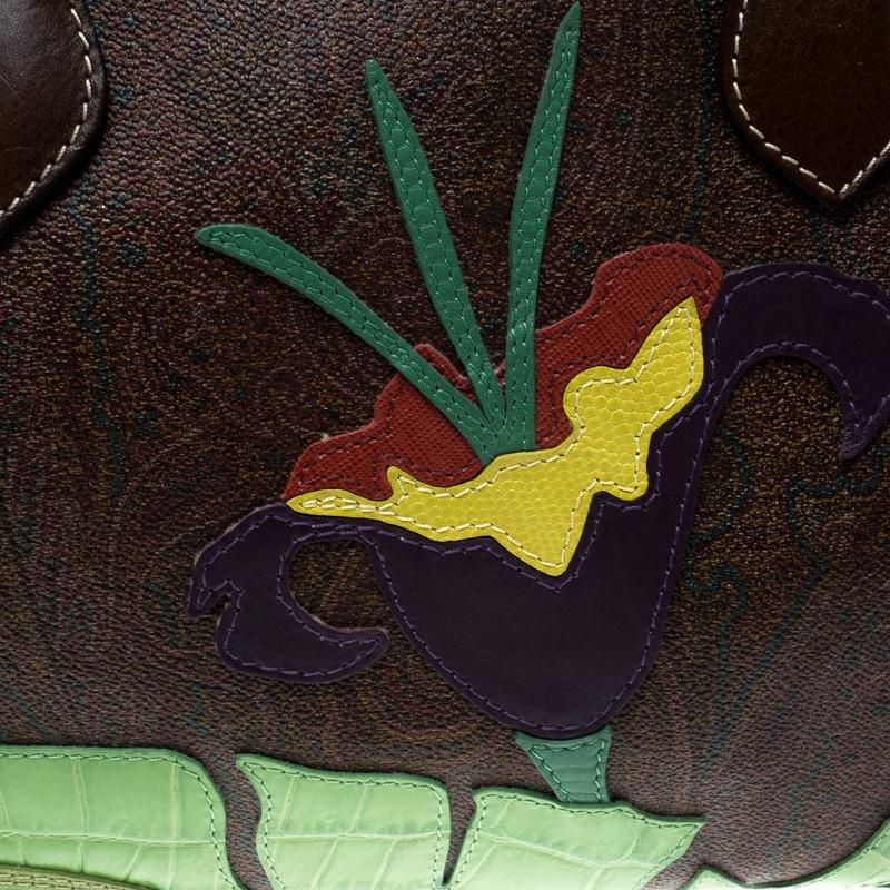 Etro Brown/Multicolor Paisley Printed Coated Canvas Embroidered Boston Bag 2