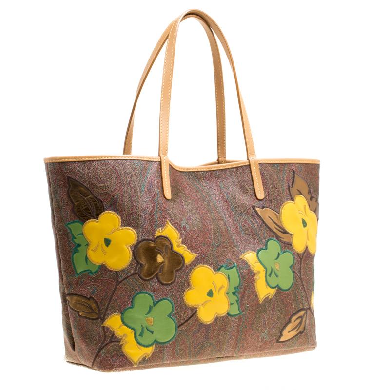 Etro Brown/Multicolor Paisley Printed Coated Canvas Shopper Tote 8