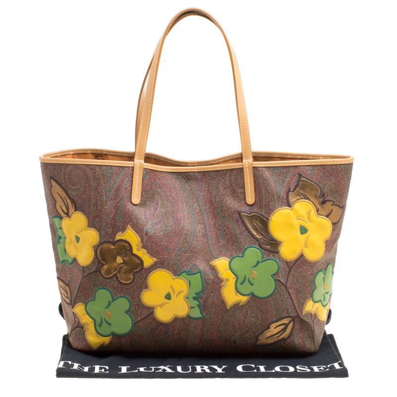 Etro Brown/Multicolor Paisley Printed Coated Canvas Shopper Tote 1