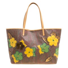 Etro Brown/Multicolor Paisley Printed Coated Canvas Shopper Tote