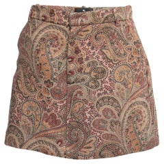 Etro Brown Paisley Patterned Wool Blend Mini Skirt M