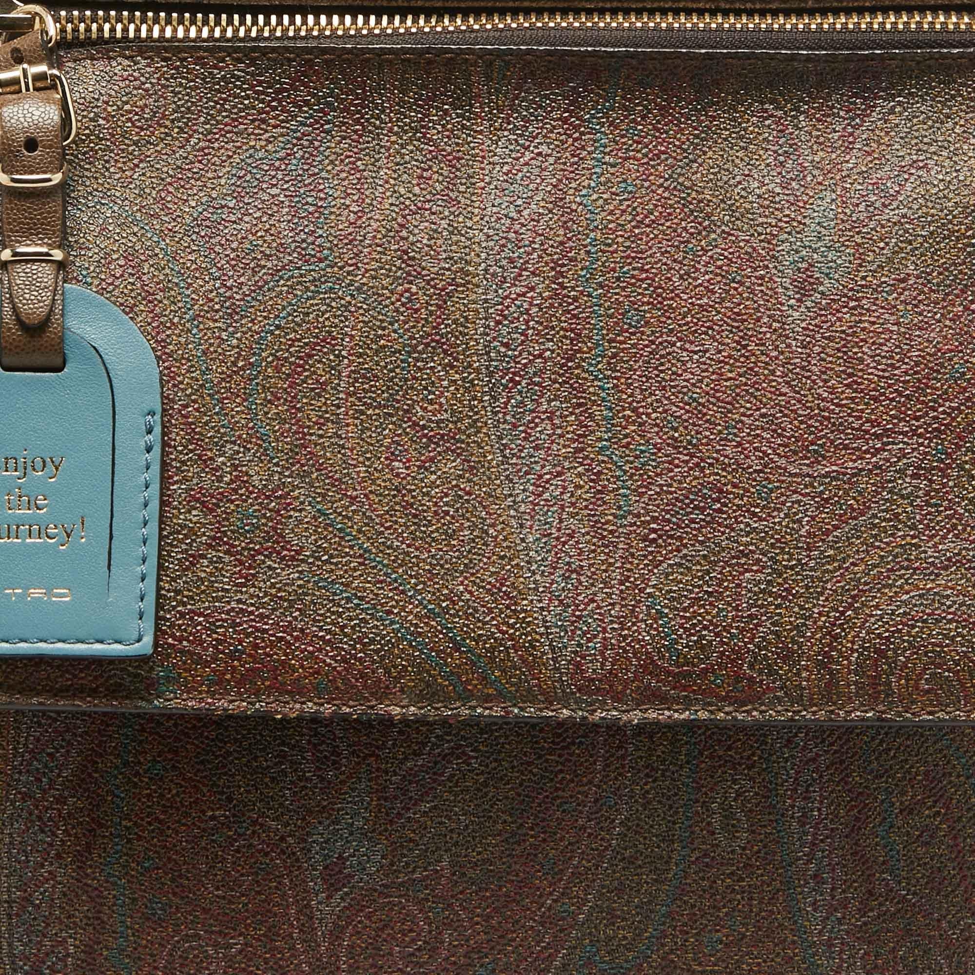 Etro Brown Paisley Print Coated Canvas Backpack For Sale 1
