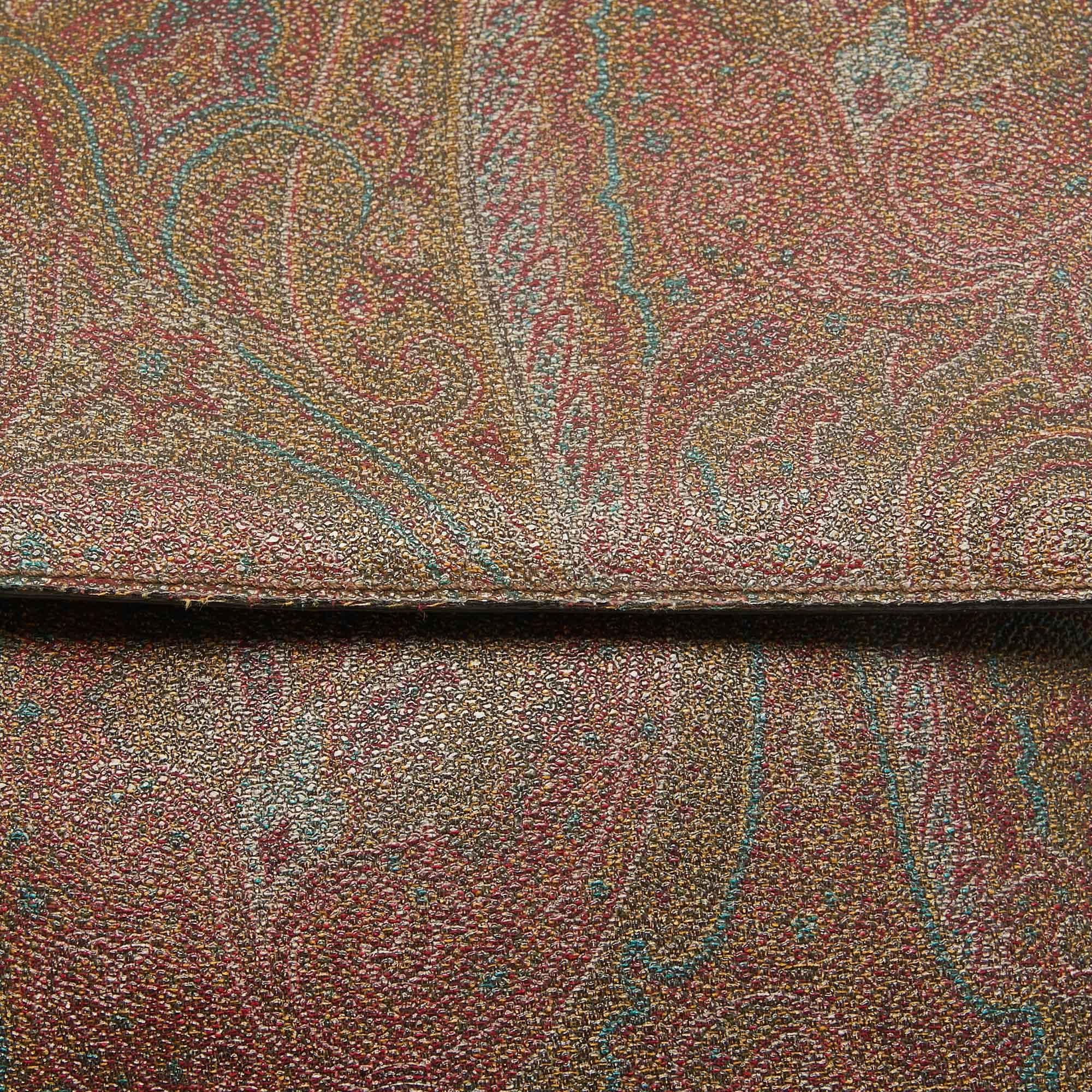 Etro Brown Paisley Print Coated Canvas Backpack For Sale 2
