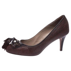 Etro - Escarpins à glands en cuir imprimé Paisley Brown - Taille 36