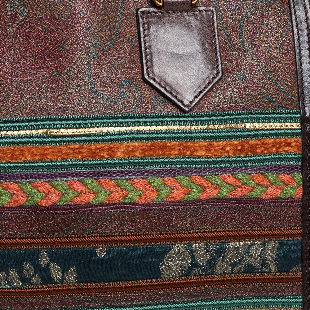 Etro Brown Paisley Printed Coated Canvas And Leather Patchwork Tote 2