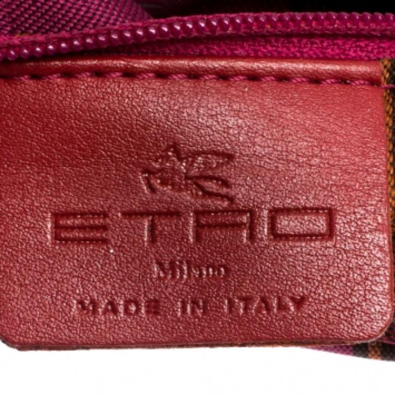 Etro Brown Paisley Printed Coated Canvas Hobo en venta 5