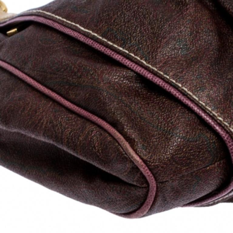 Etro Brown Paisley Printed Coated Canvas Hobo en venta 2
