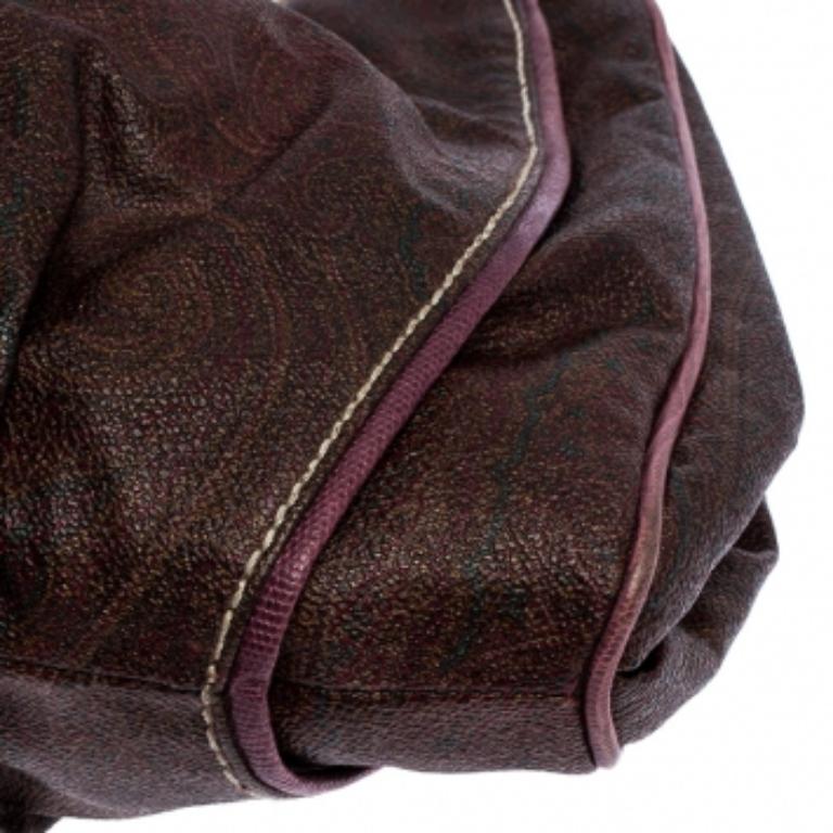 Etro Brown Paisley Printed Coated Canvas Hobo en venta 3