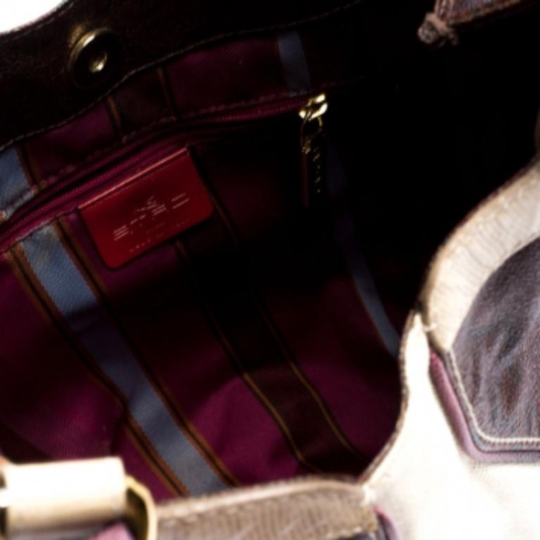 Etro Brown Paisley Printed Coated Canvas Hobo en venta 4