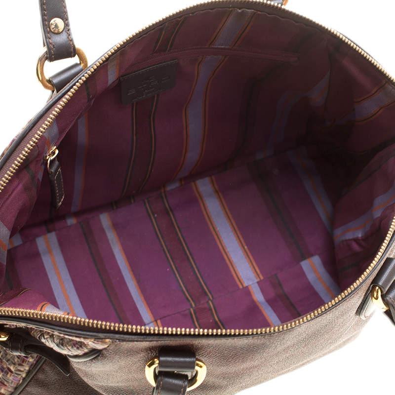 Etro Brown Paisley Printed Coated Canvas Satchel For Sale 2