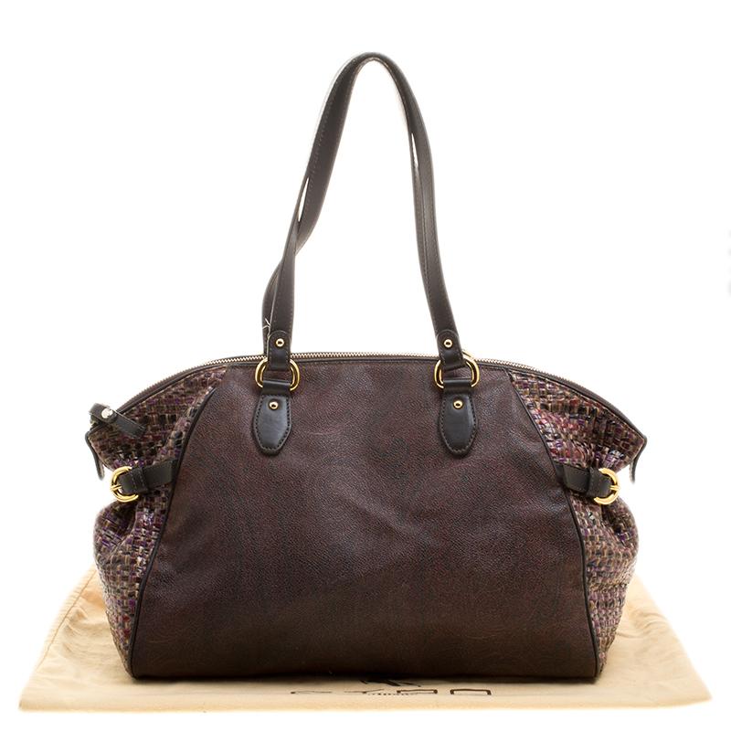 Etro Brown Paisley Printed Coated Canvas Satchel 2