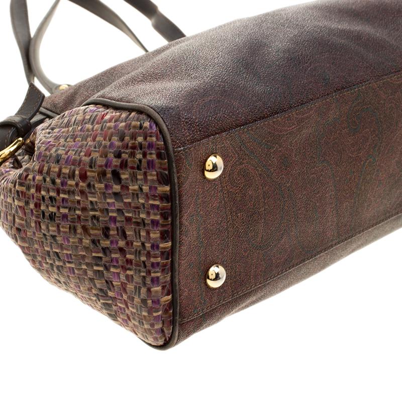 Etro Brown Paisley Printed Coated Canvas Satchel 3