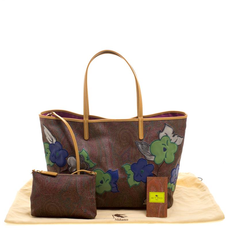 Etro Brown Paisley Printed Coated Canvas Shopper Tote 2